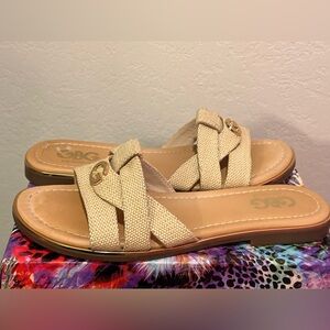 GBG Los Angeles Beige Woven Sandals
